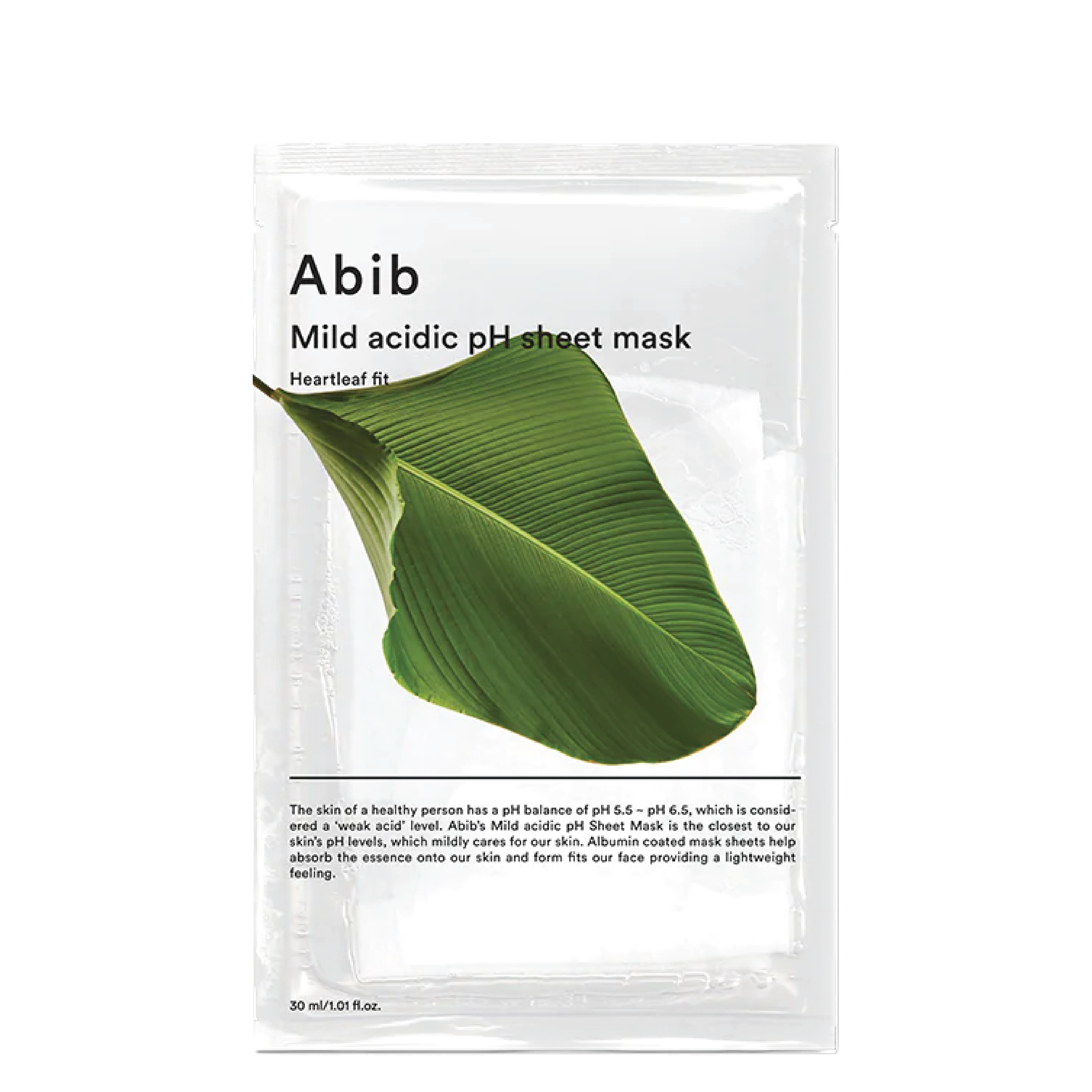Abib Mascarilla en hoja con pH ácido suave Heartleaf Fit