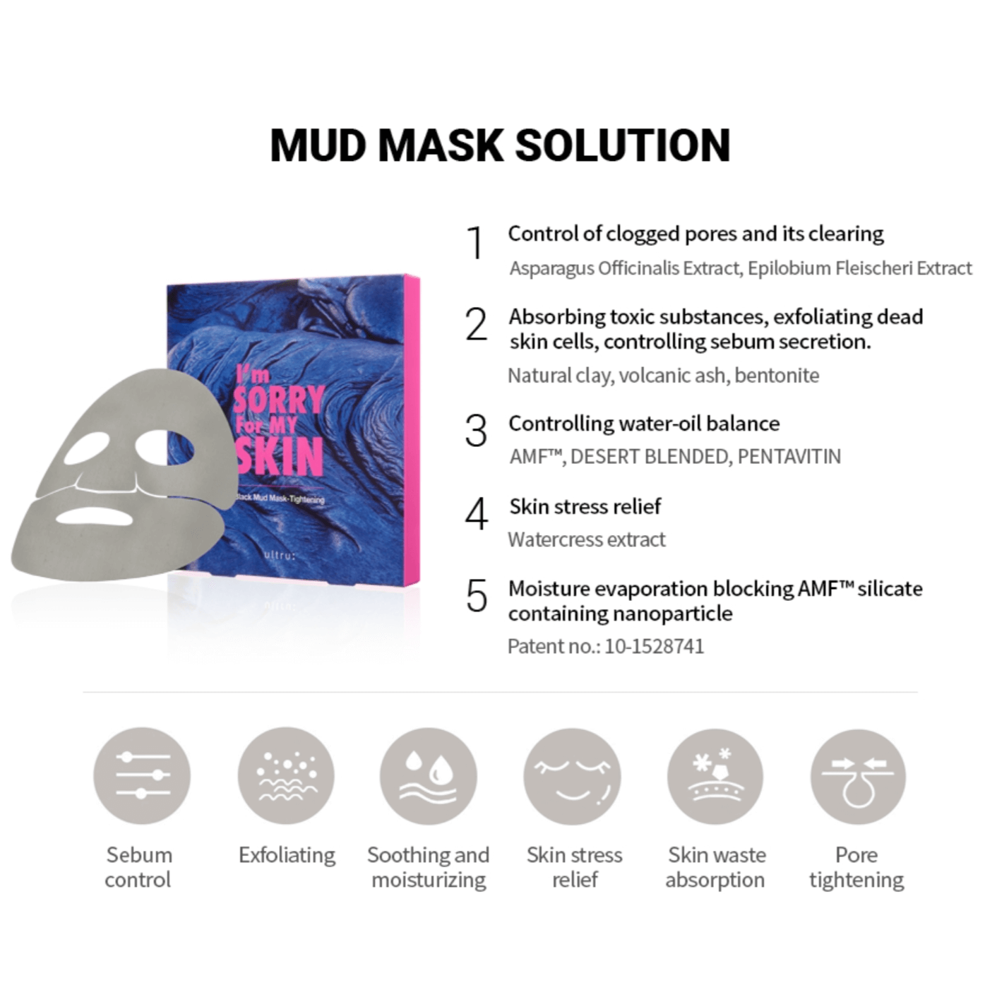 I'm Sorry For My Skin Black Mud Mask Tightening I'm Sorry For My Skin